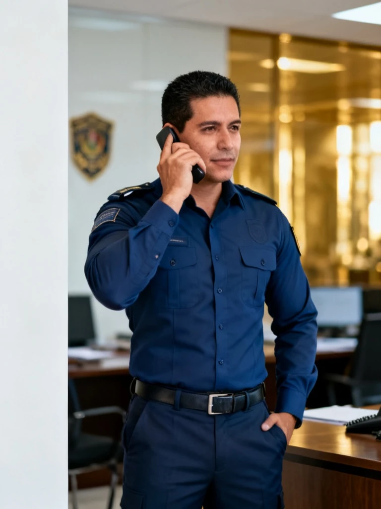 Guardia de GSM Seguridad atendiendo un puesto de acceso